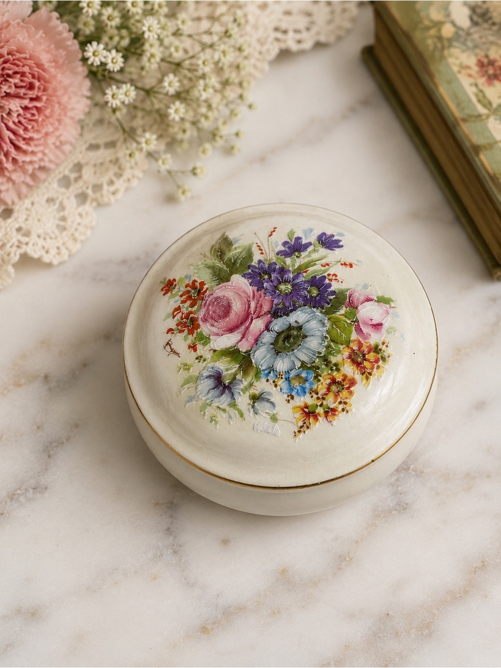 ๐ธ๐ผ Vintage Floral Ceramic Trinket Box - Picture 12 of 12